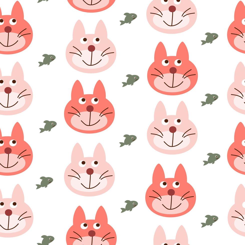 Seamless pattern Cat character. cute cat vector design