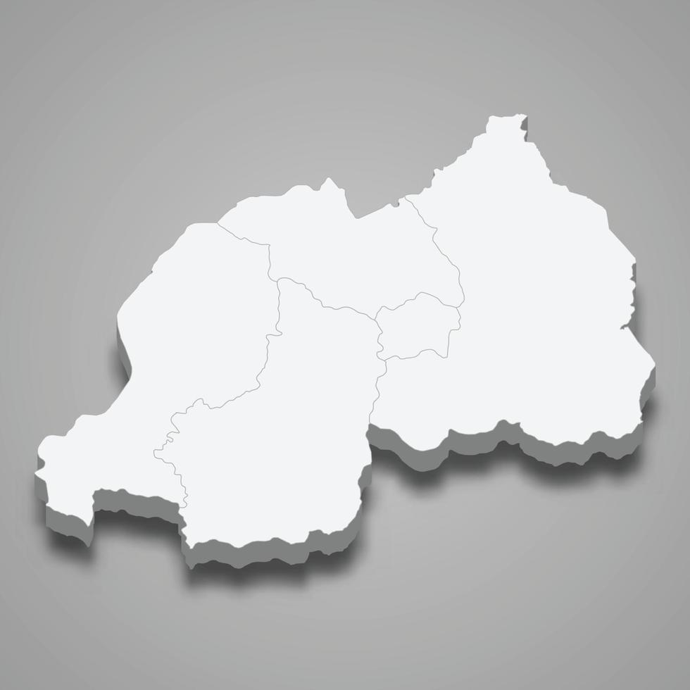 3d map with borders of regions Template for your design vector