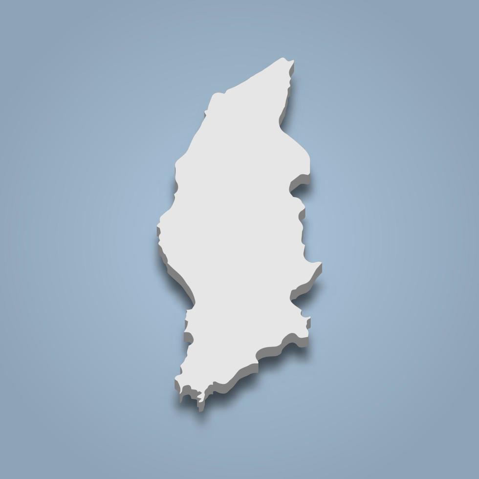 3d isometric map of Laut is an island in Indonesia vector