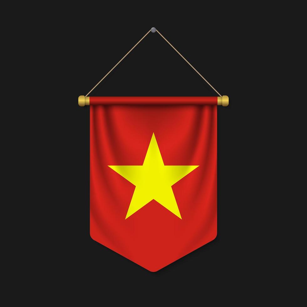 3d realistic pennant with flag vector