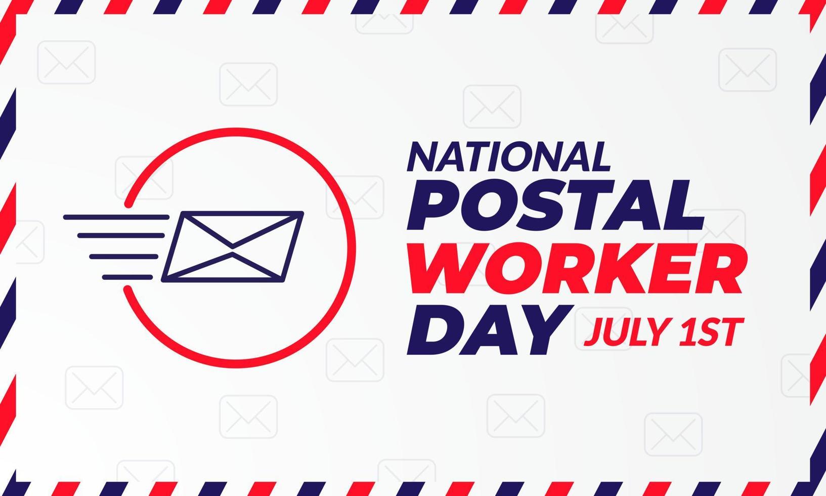 día nacional del trabajador postal 1 de julio ilustración con fondo de sobre de correo vector