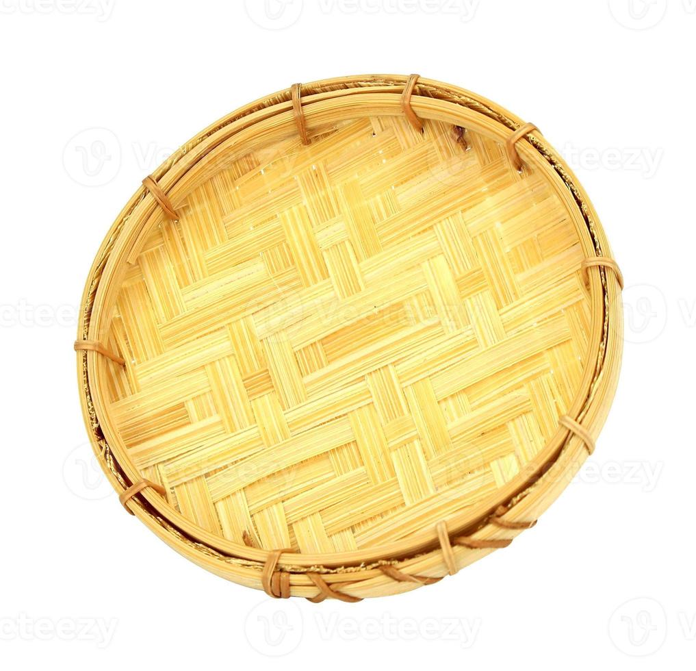 Webbed bamboo tray isolated on white background photo