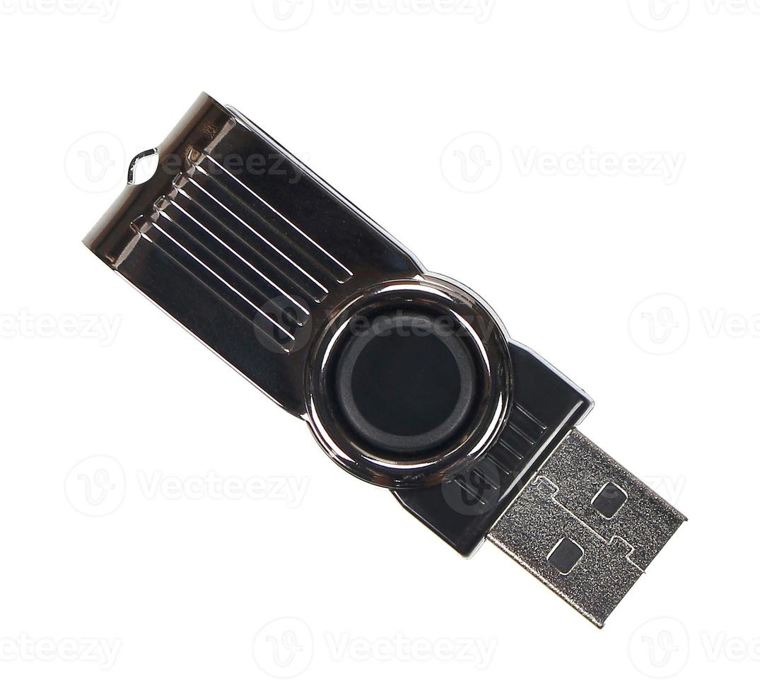 Black and silver USB usb flash drive isolated on white background photo