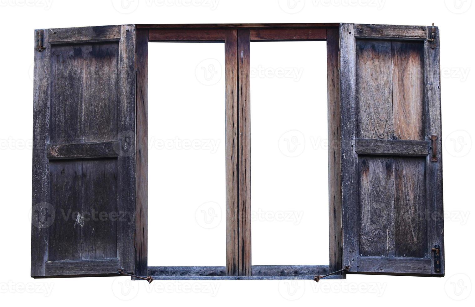 wooden window open isolated on white background photo