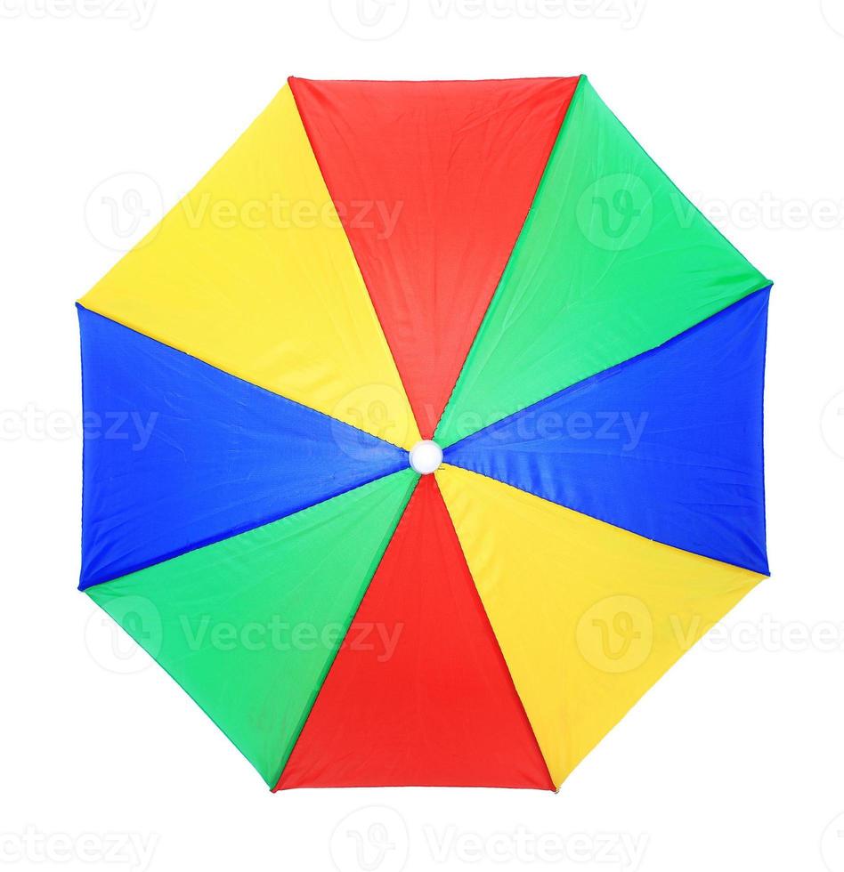 Rainbow umbrella isolated on white background photo