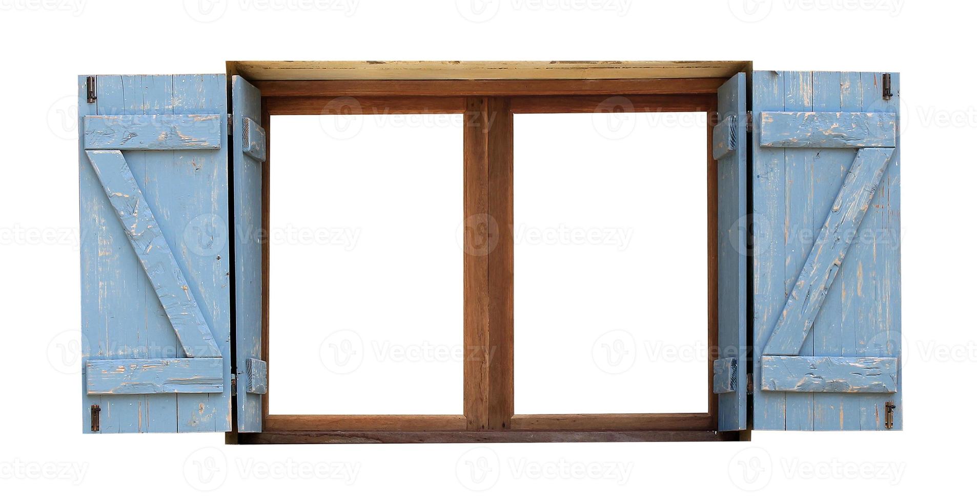 old wood window frame isolated on white background photo