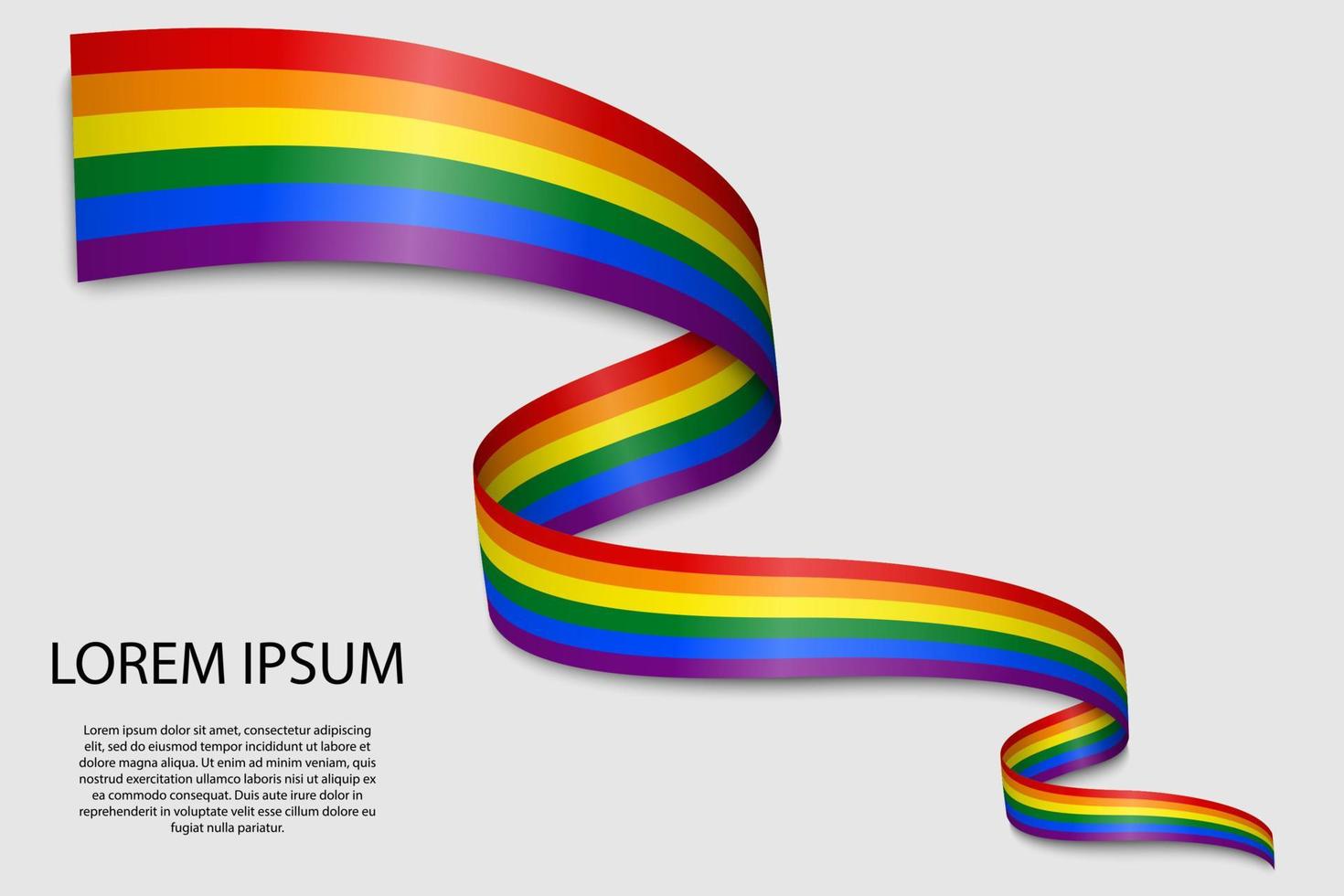 Waving ribbon or banner with flag of LGBT pride. vector