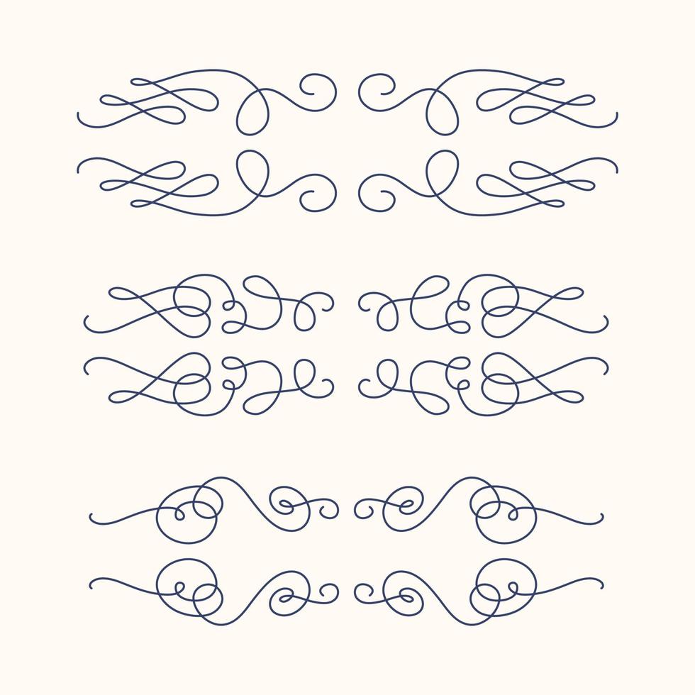 Vintage flourish decorative art set. Swirl Frames. Vector illustration
