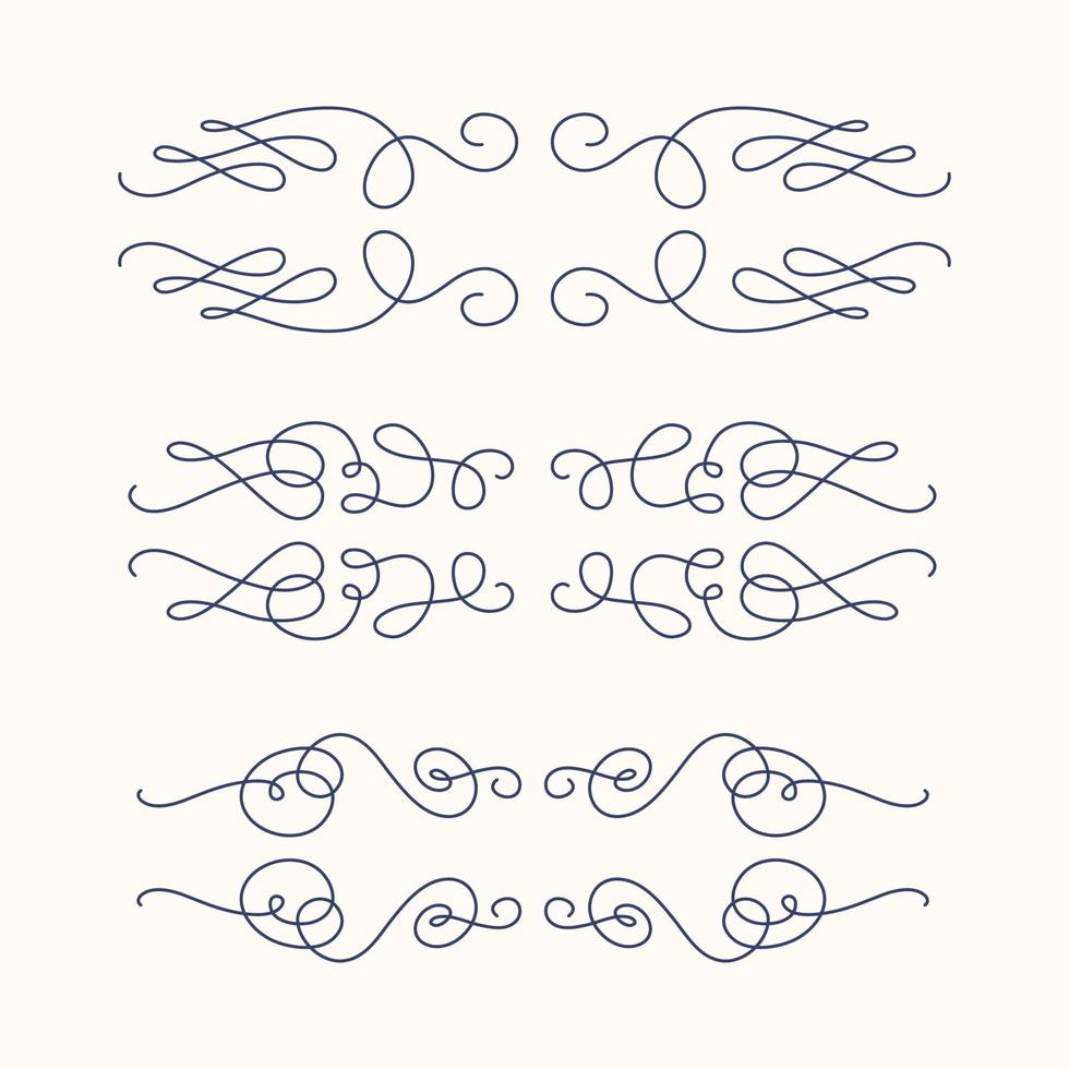 Vintage flourish decorative art set. Swirl Frames. Vector illustration