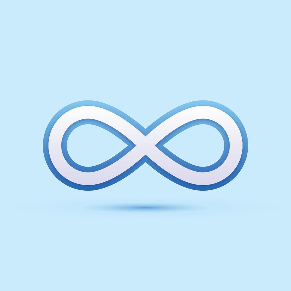 Infinity symbol on a blue background. Symbol of repetition and unlimited cyclicity. Vector illustration.