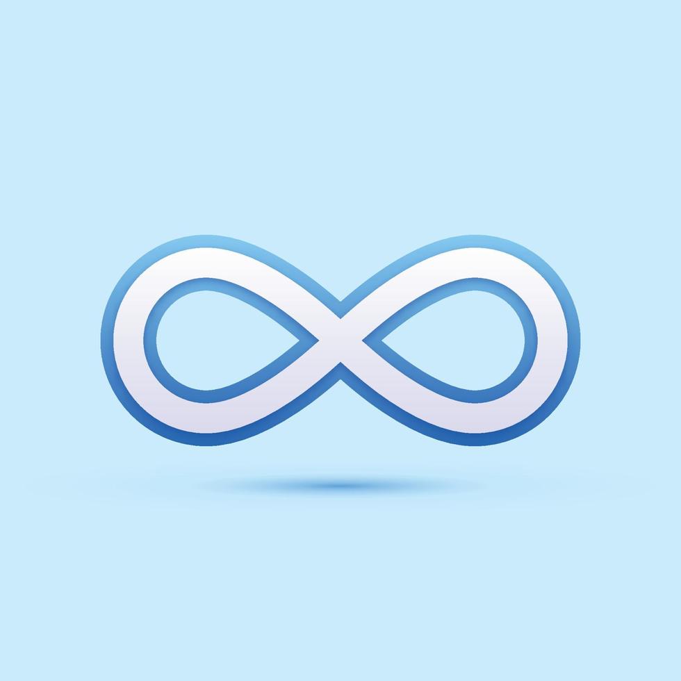 Infinity symbol on a blue background. Symbol of repetition and unlimited cyclicity. Vector illustration.
