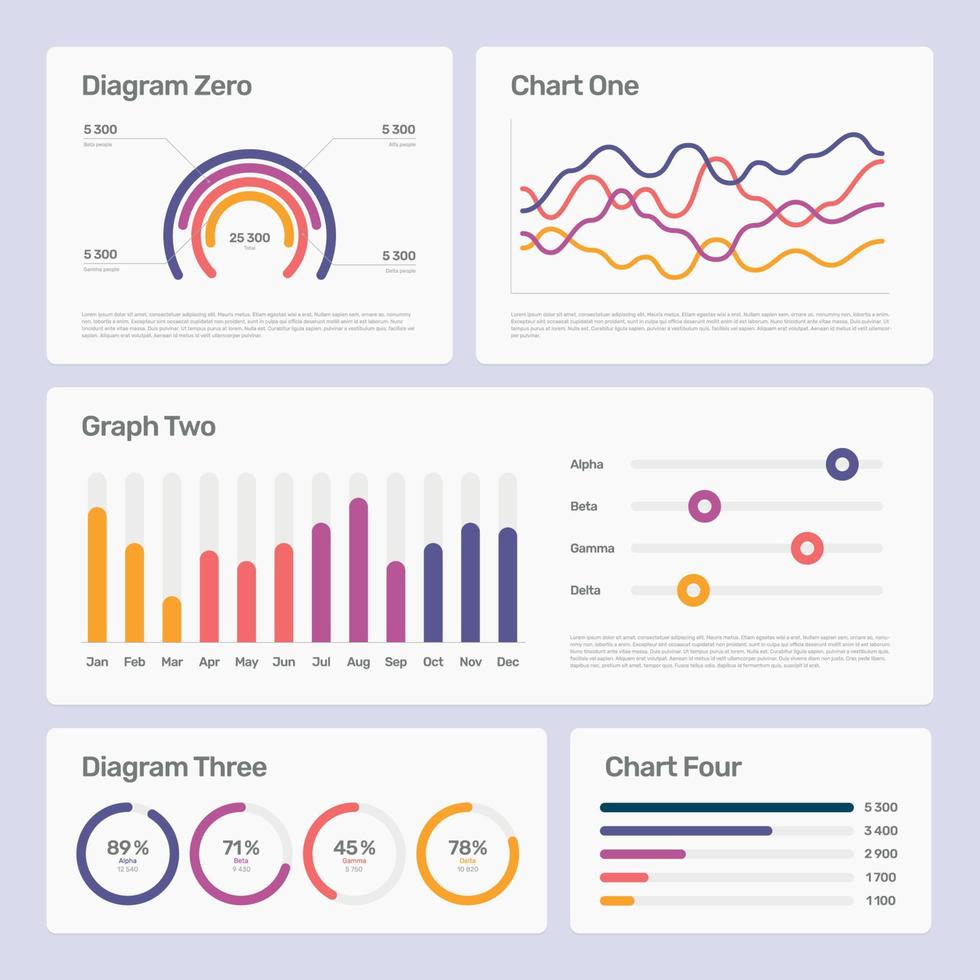 Trendy set of infographics elements, modern infocharts and diagrams, vector illustration