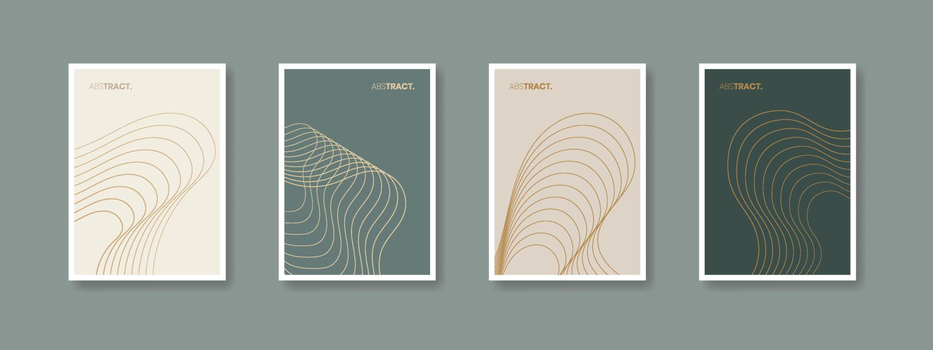 carteles contemporáneos abstractos, formas de líneas geométricas. concepto estético de decoración de paredes boho. colección de impresión de arte minimalista moderno de mediados de siglo, papel tapiz, plantillas. vector