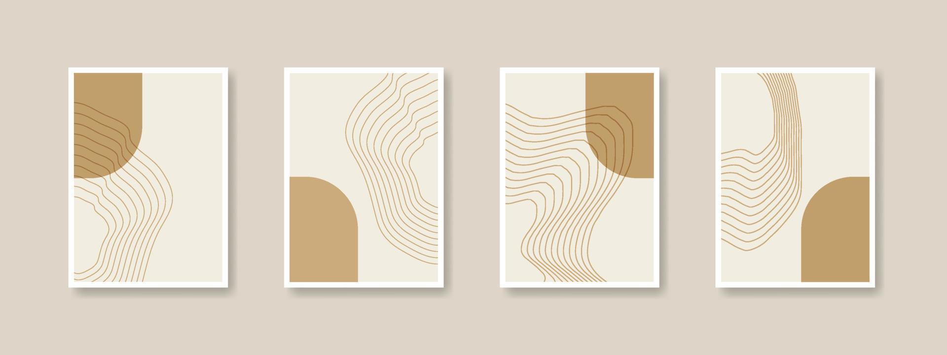 carteles abstractos contemporáneos de mediados de siglo con formas geométricas. diseño para papel tapiz, fondo, decoración de paredes, portada, impresión, tarjeta, marca. arte minimalista boho moderno. ilustración vectorial vector