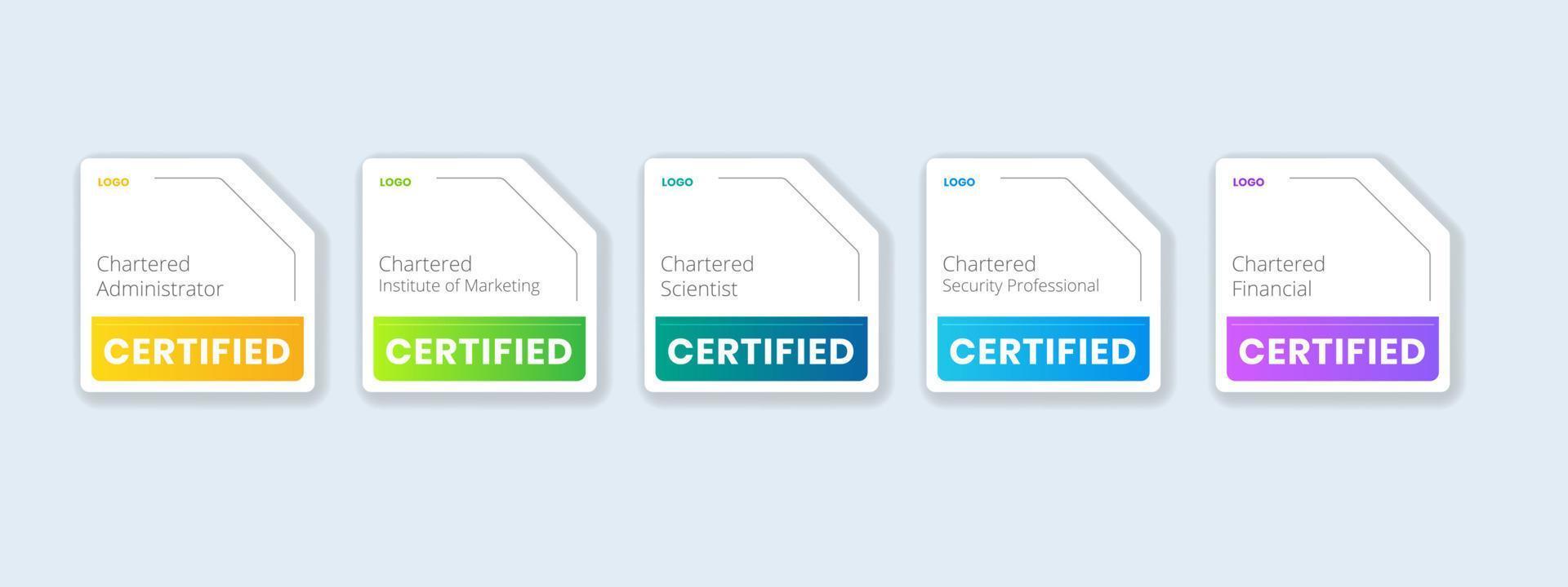 Professional certification Badge design template. Digital badge product exam certified collection template. vector