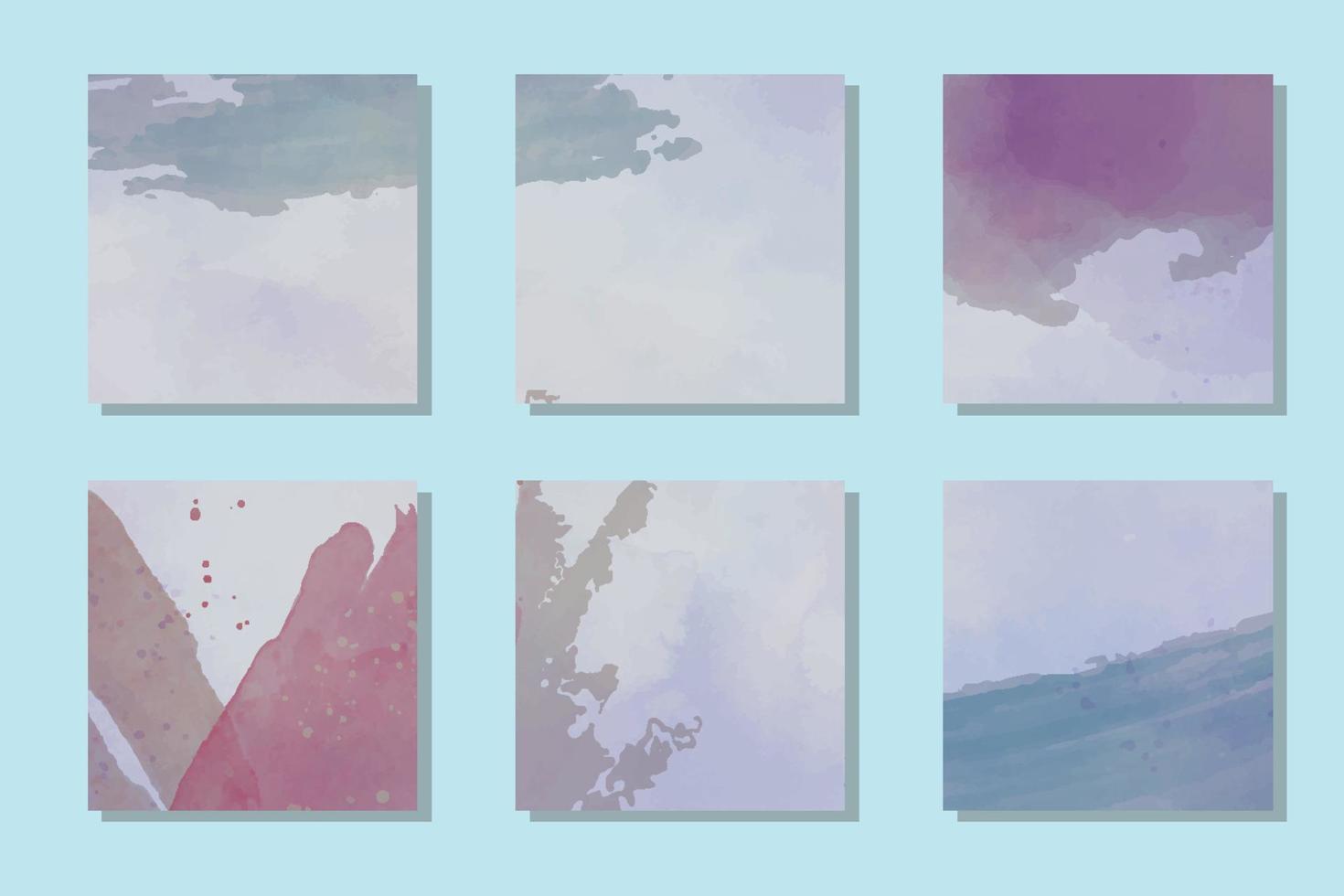 Abstract pastel pink watercolor social media template set vector