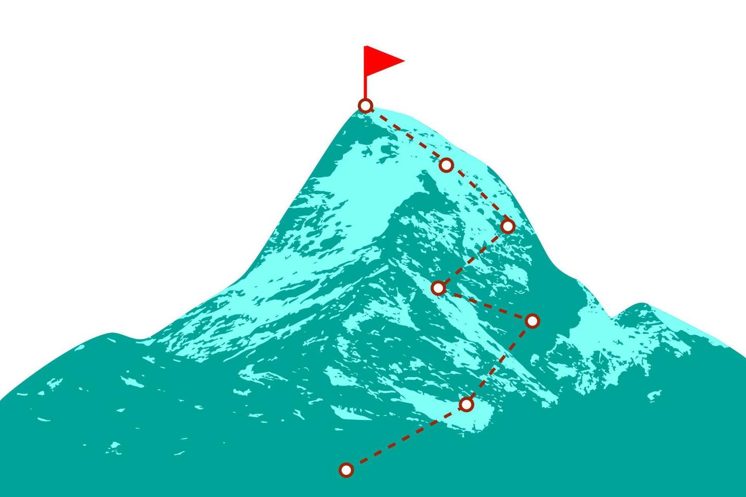 pico de montaña con ruta vector