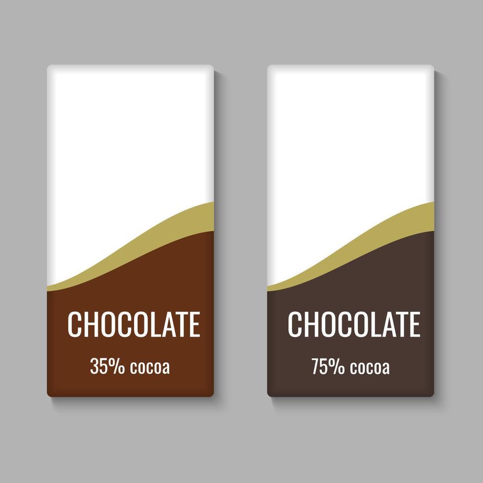 Realistic chocolate bar package template vector