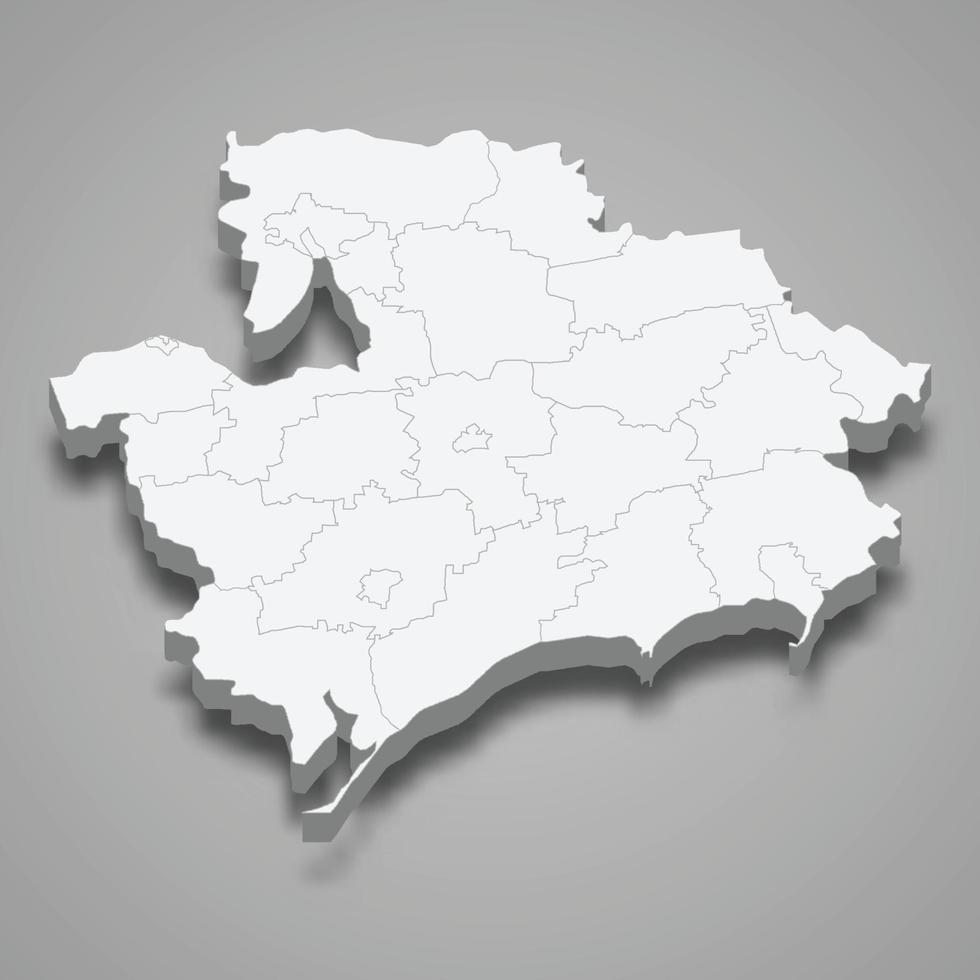 El mapa isométrico 3d del oblast de zaporizhzhia es una región de ucrania vector