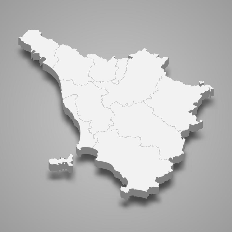 3d mapa región de italia vector