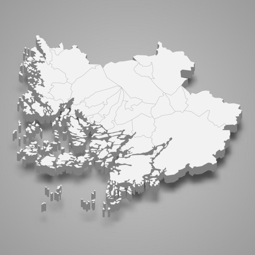 3d isometric map of Southwest Finland is a region of Finland vector