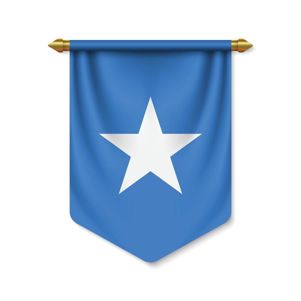 3d realistic pennant with flag vector