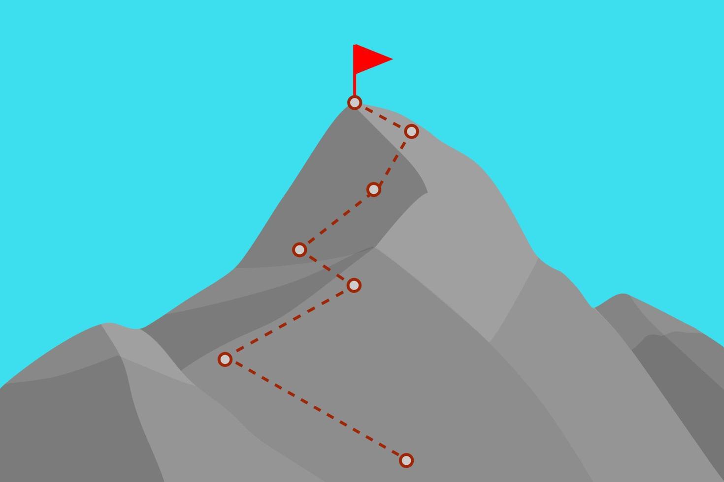 Mountain peak with route vector