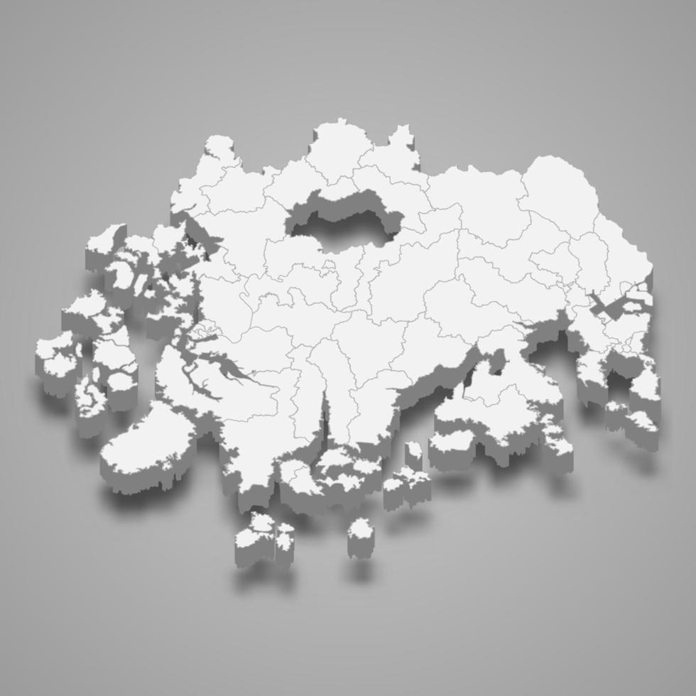 mapa 3d región de corea del sur vector