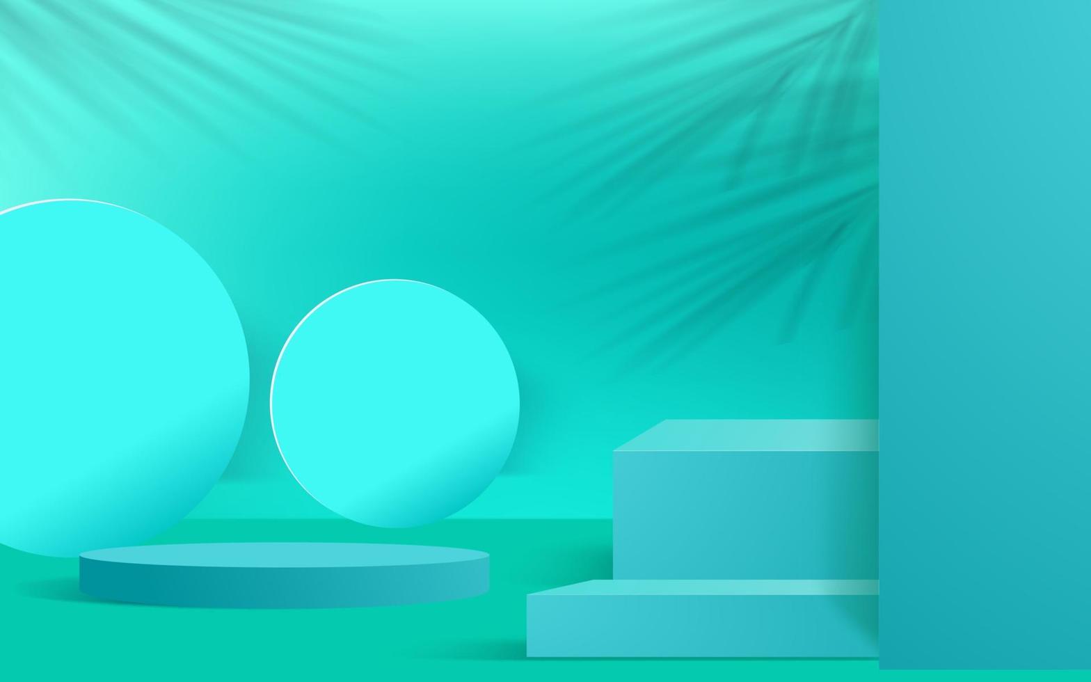 cilindro escena mínima abstracta con plataforma geométrica. Representación 3d del vector del fondo del verano con el podio. Stand para mostrar productos cosméticos. escaparate de escenario en pedestal moderno estudio 3d azul pastel