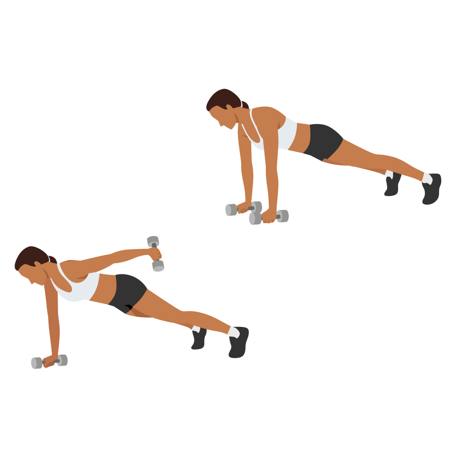 Woman doing Chest press punch up exercise. Flat vector illustration  isolated on white background