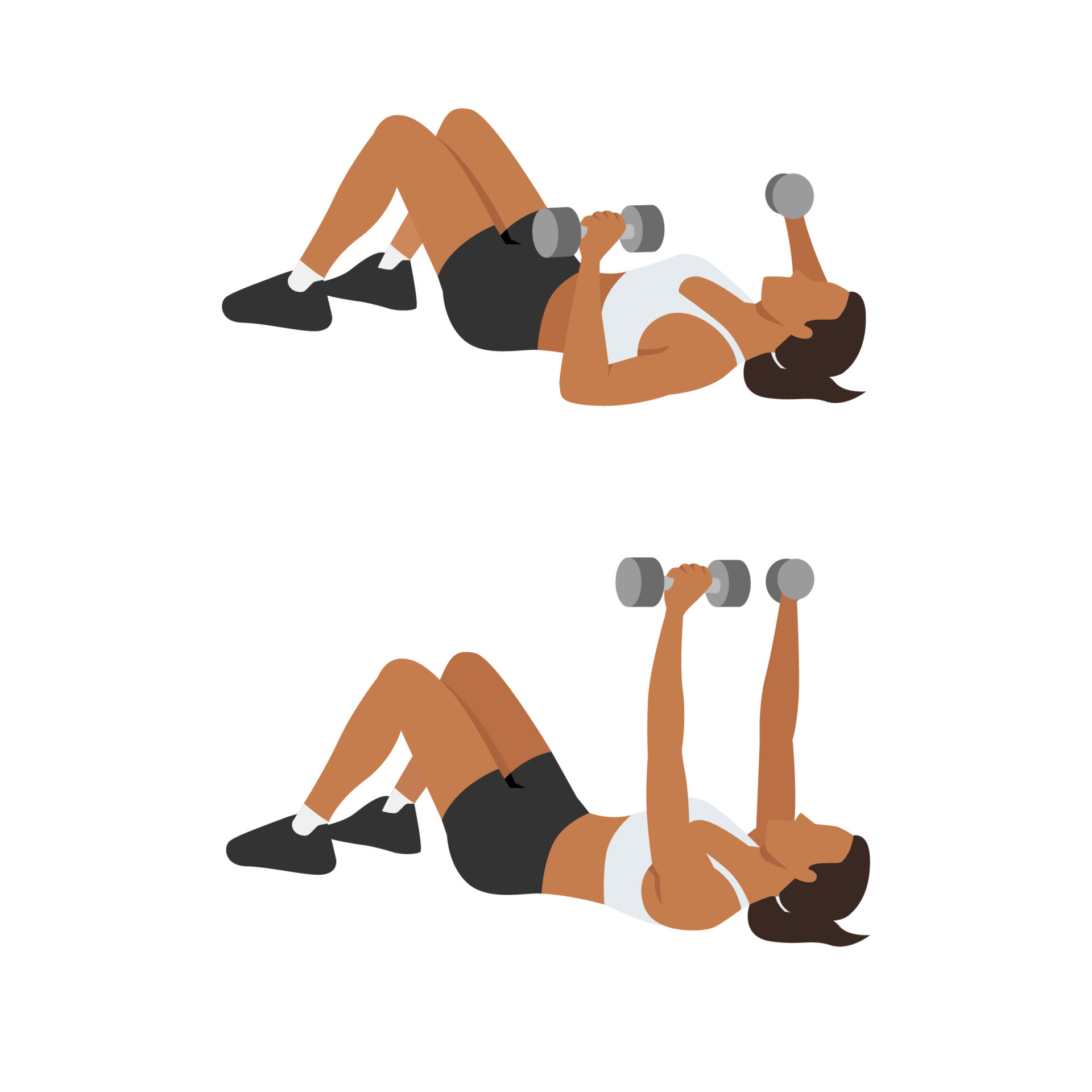 Woman doing Dumbbell chest press exercise. Flat vector illustration  isolated on white background 8056931 Vector Art at Vecteezy