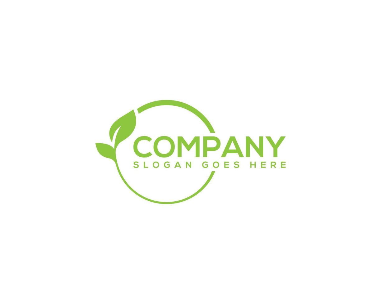 Fresh green rounded leaf logo design-leaf vector logo design