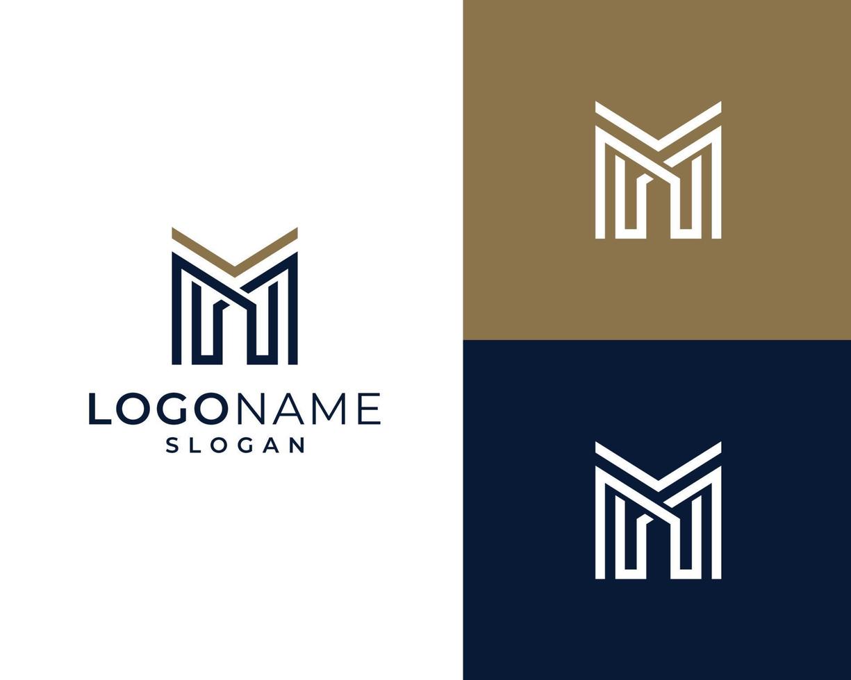 letra abstracta mm logo-m diseño de logotipo de letra de estilo vintage vector