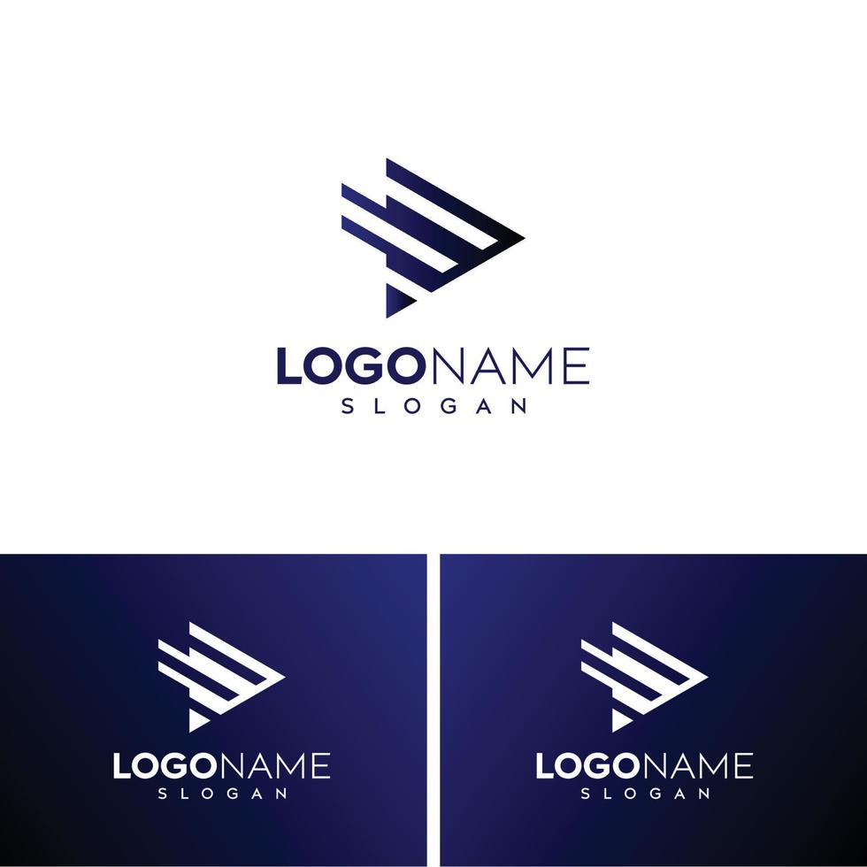Abstract letter F logo-media play logo design vector