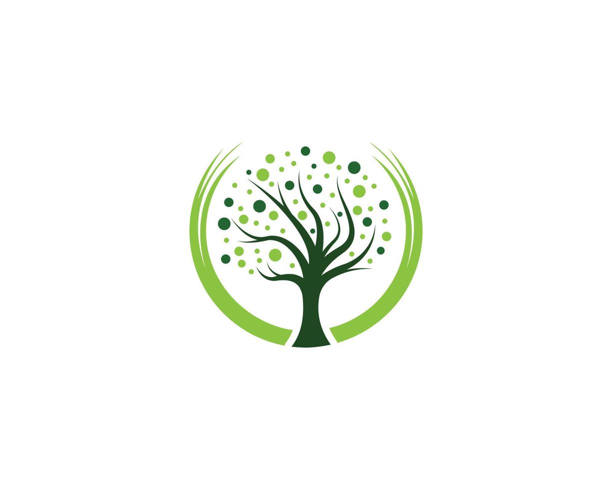 Tree Logo template vector round shape icon design