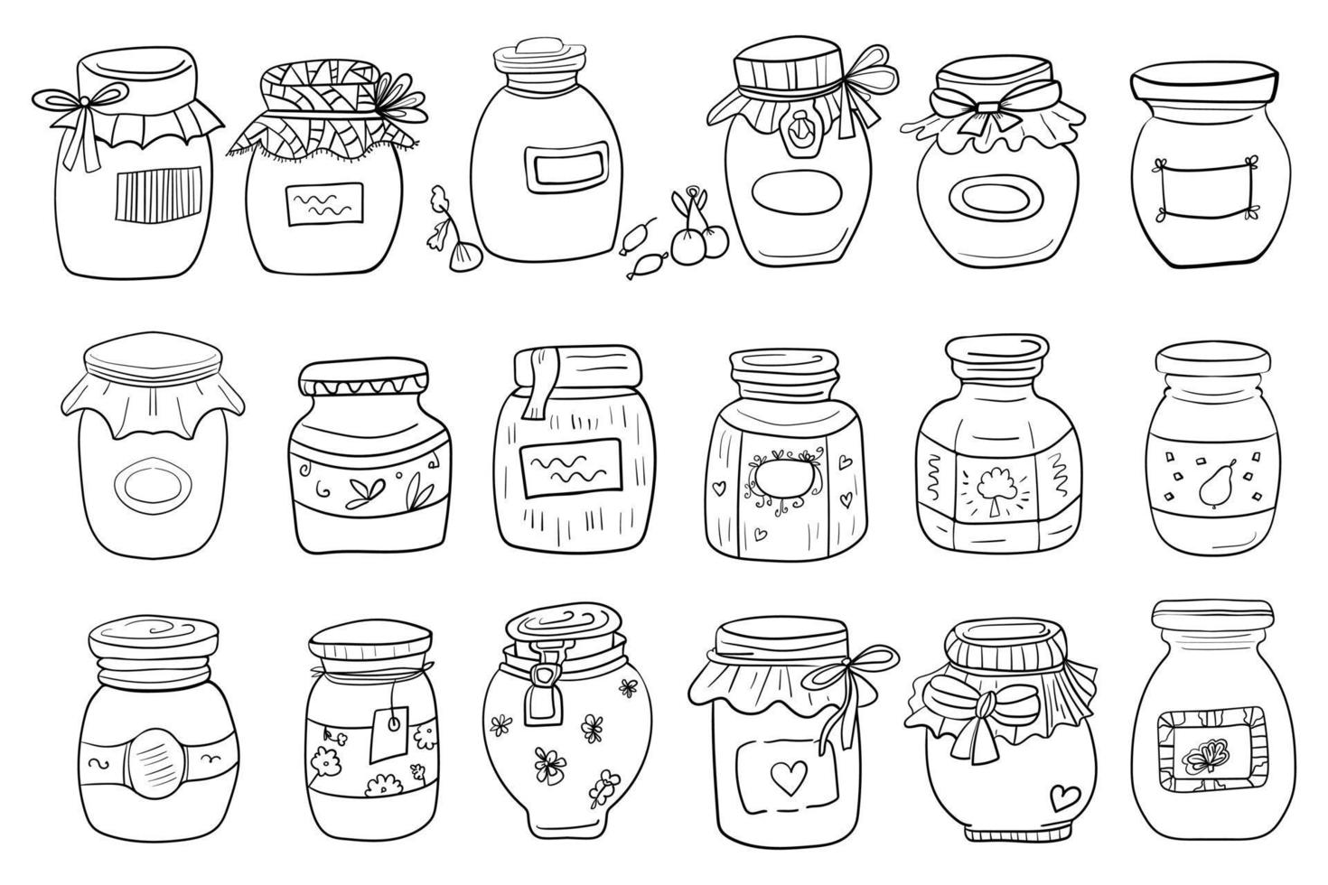 Hand drawn jars collection Vector Art at Vecteezy