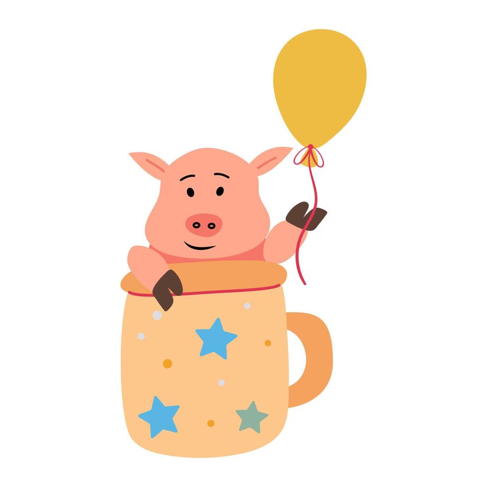 Pig holding a balloon vector