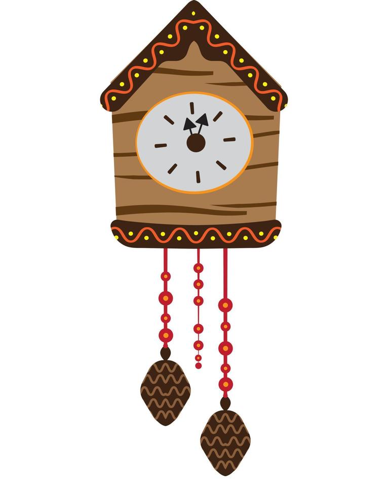 Vintage cuckoo-clock in cartoon style vector