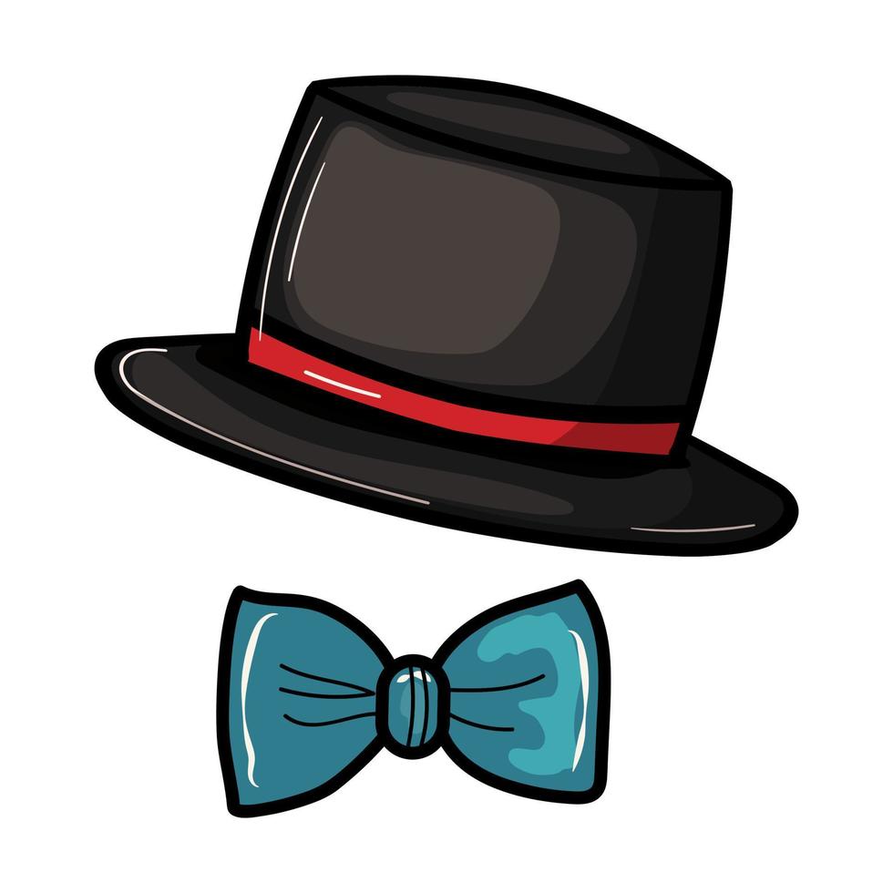 Hat and bow tie vector