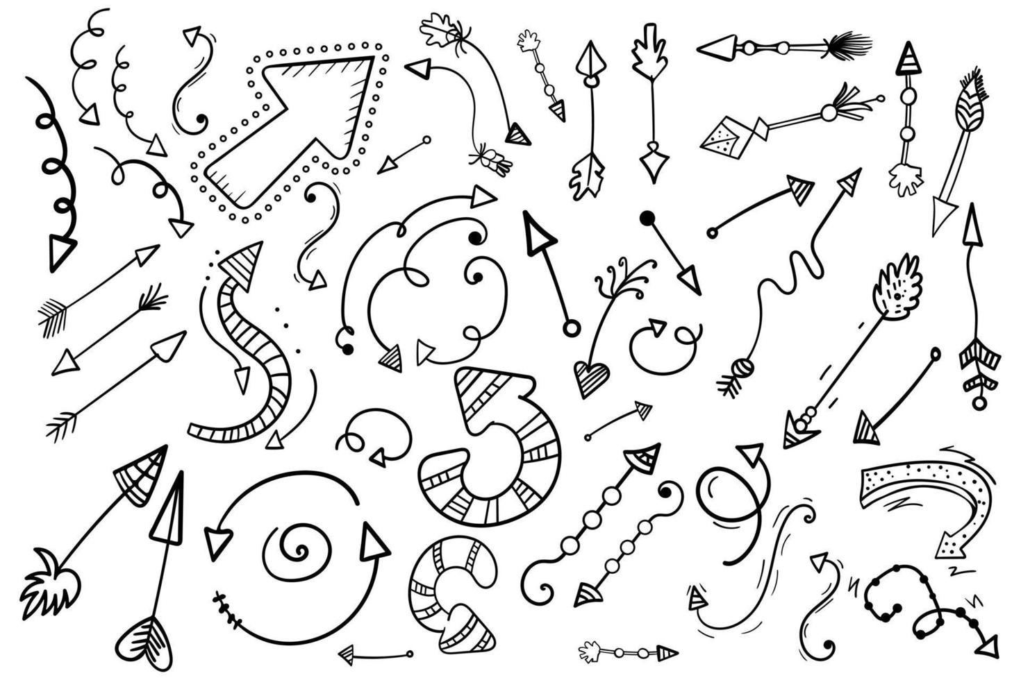 Arrows hand drawn set vector