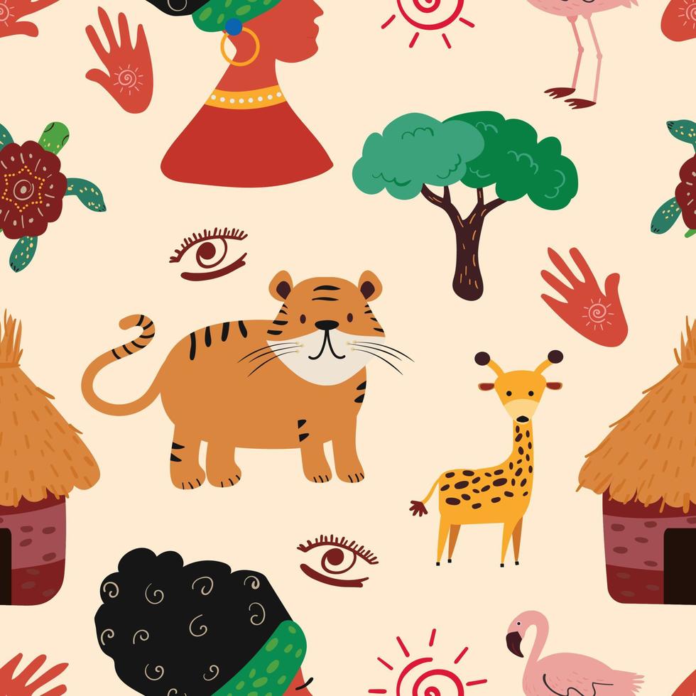 Seamless pattern with african cultural vector