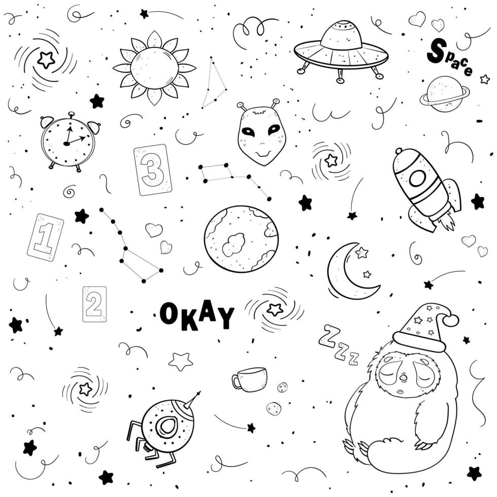 Space hand drawn doodle vector