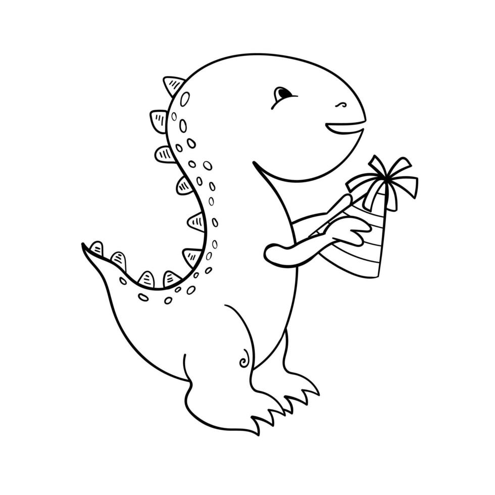 Baby dino with party hat vector