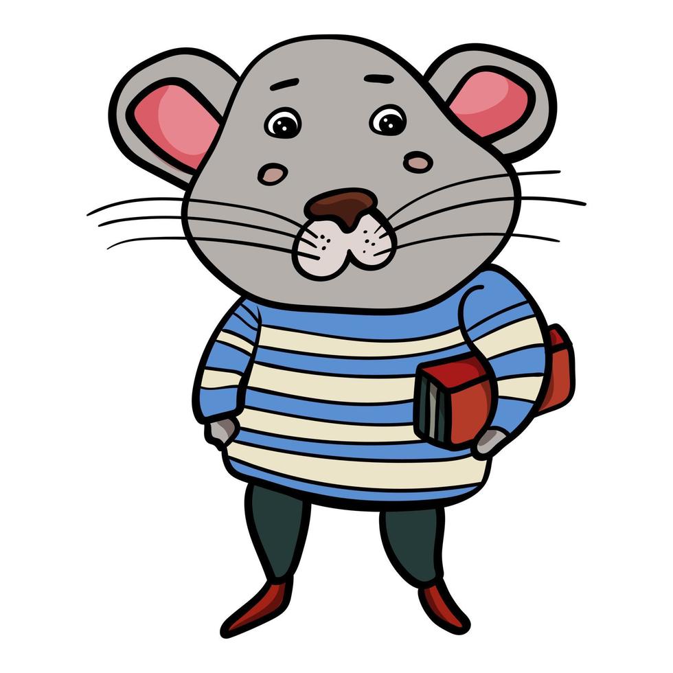 Rodent in striped clothes vector