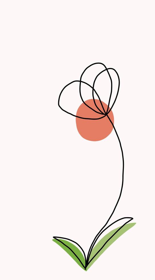 Simplicity flower freehand continuous line drawing flat design. vector