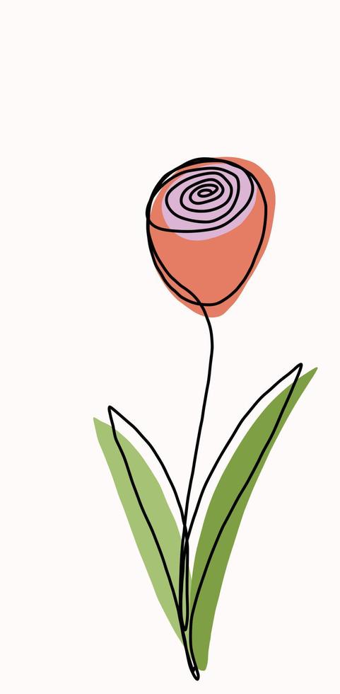 Simplicity flower freehand continuous line drawing flat design. vector