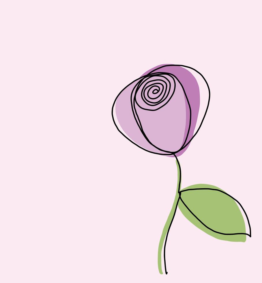 Simplicity flower freehand continuous line drawing flat design. vector