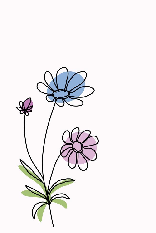 Simplicity flower freehand continuous line drawing flat design. vector
