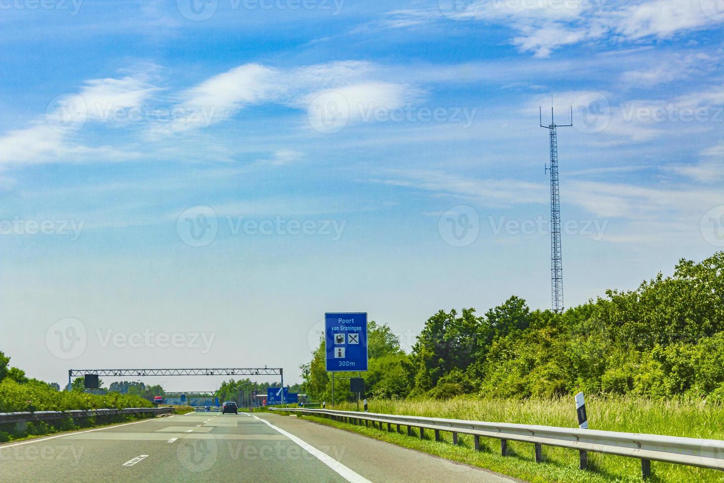 Driving on the German highway from Germany to Netherlands. photo