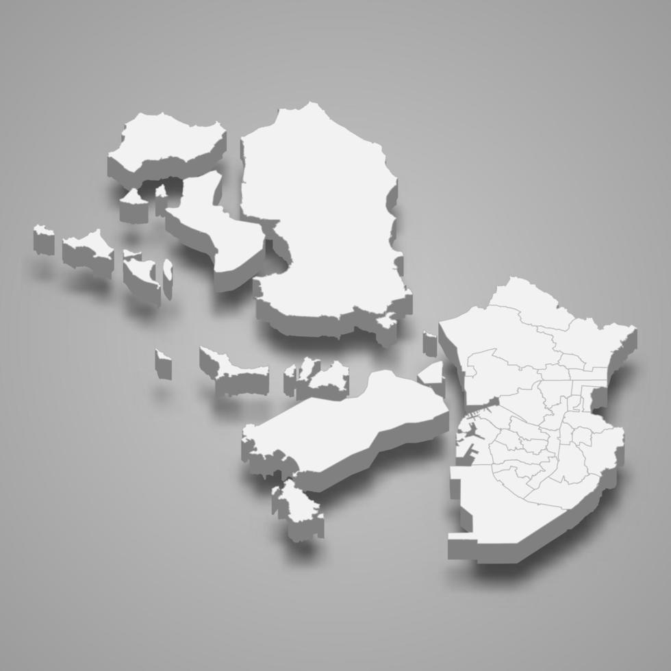 3d map region of South Korea vector